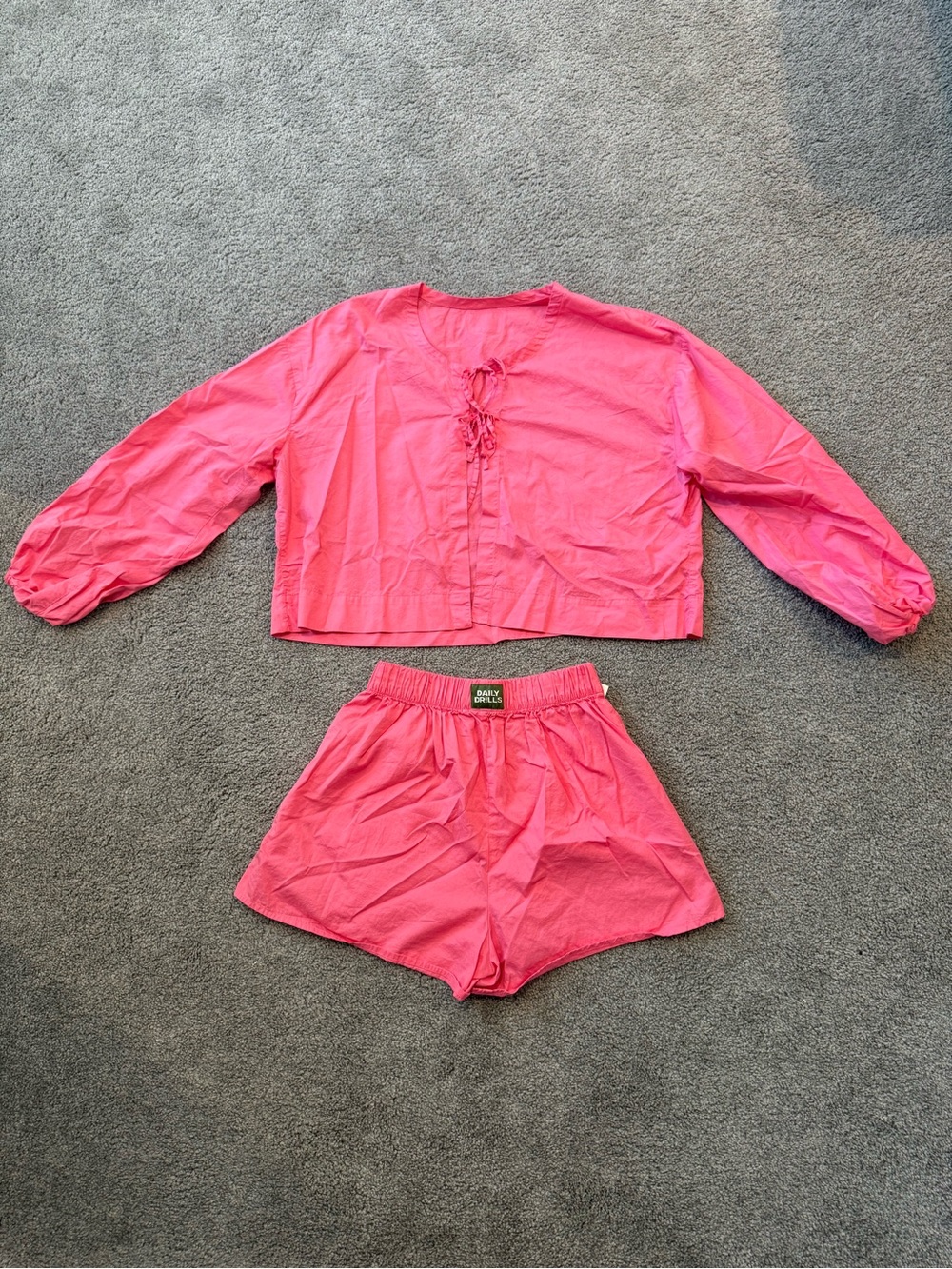 Daily Drills Hot Pink Cotton Two-Piece Lounge Set size M/L